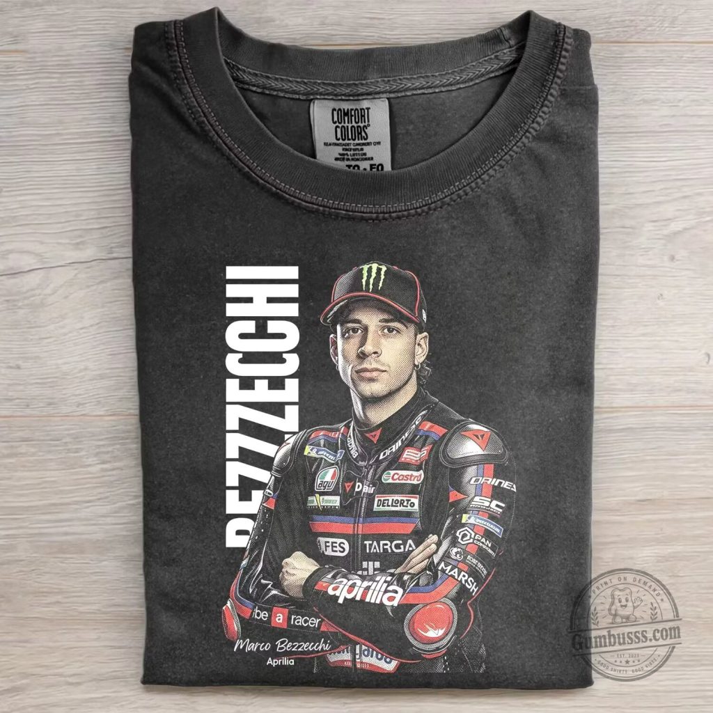 Marco Bezzecchi MotoGP Racer Portrait Black T-Shirt Marco Bezzecchi MotoGP Racer Portrait Black T-Shirt