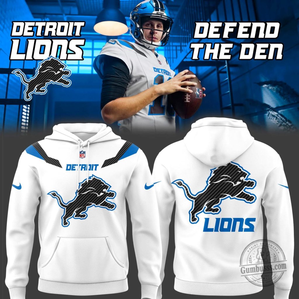 Detroit Lions NFL Football Team Defend The Den White Fan Hoodie Detroit Lions NFL Football Team Defend The Den White Fan Hoodie