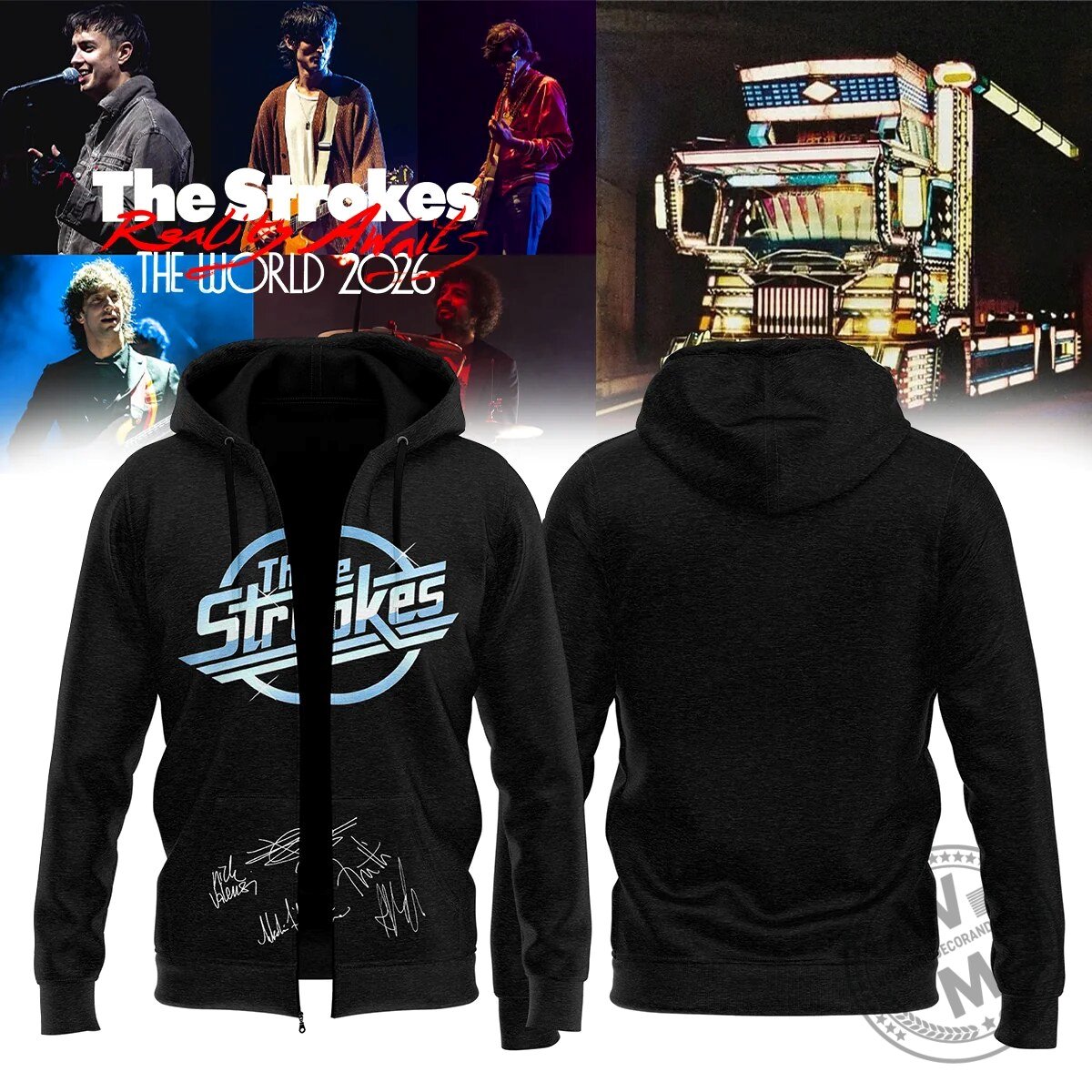 2026 World Tour Signature Zip Hoodie by The Strokes - Reality Awaits Design