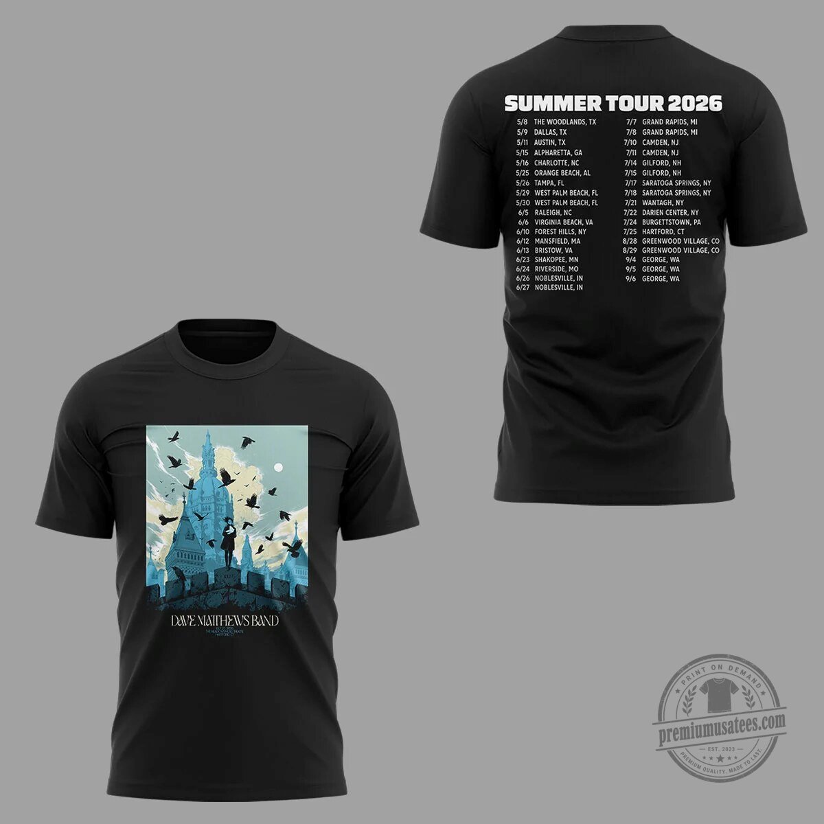 Dave Matthews Band Summer Tour 2026 Hartford Concert T-Shirt 3 Dave Matthews Band Summer Tour 2026 Hartford Concert T-Shirt