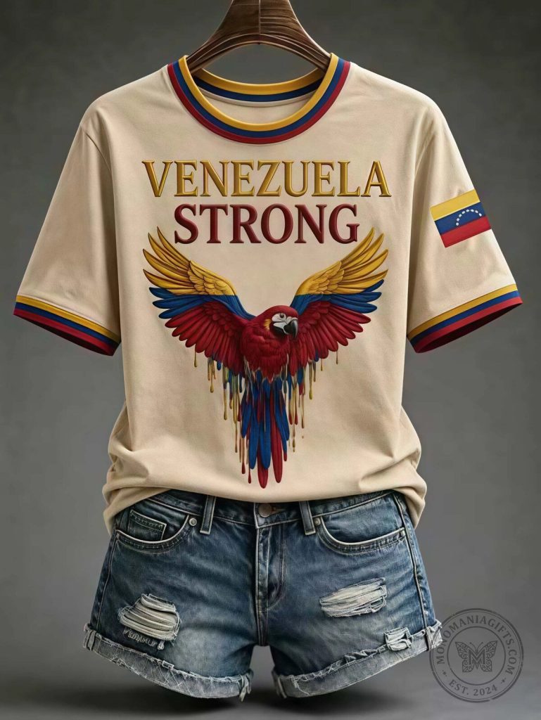 Venezuela Fuerza Y Solidaridad Parrot Rescue Worker Graphic T-Shirt 13 Venezuela Strong Macaw Parrot National Flag Cream T-Shirt