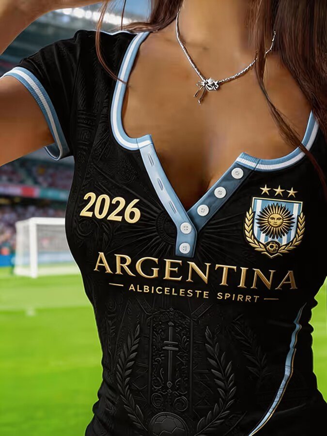Argentina Football World Cup Albiceleste Spirit Black Women's T-Shirt 3 Argentina Football World Cup Albiceleste Spirit Black Women