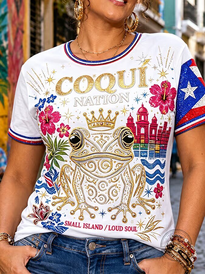 Coqui Nation Puerto Rico Flag Frog Crown Small Island Loud Soul T-Shirt 3 Coqui Nation Puerto Rico Flag Frog Crown Small Island Loud Soul T-Shirt