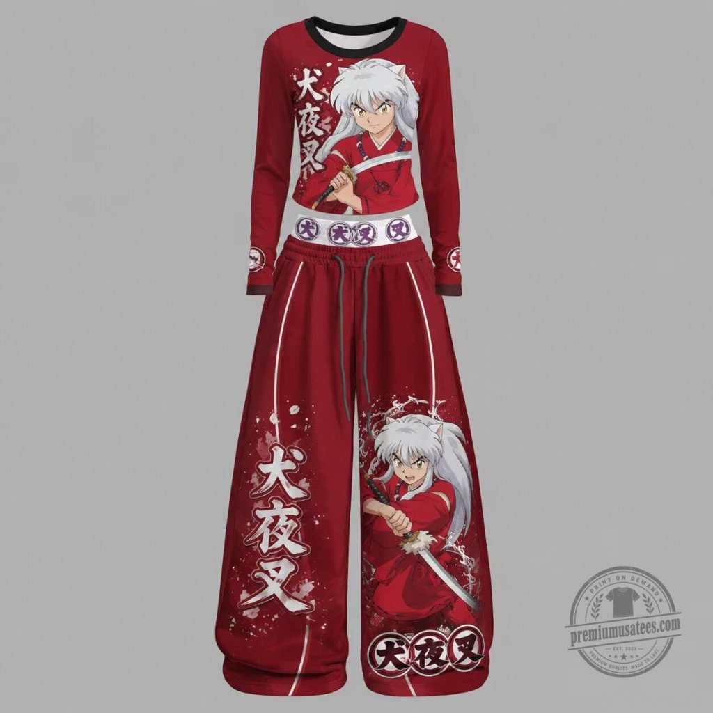 Inuyasha Anime Character Long Sleeve Shirt and Pants Pajama Set Inuyasha Anime Character Long Sleeve Shirt and Pants Pajama Set
