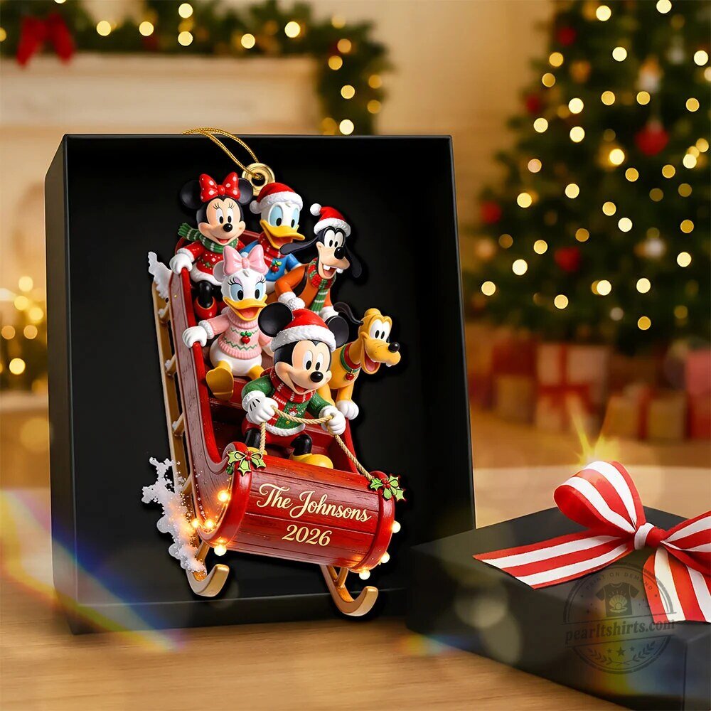 Disney Mickey and Friends Sleigh Ride Personalized Christmas Ornament 7 Disney Mickey and Friends Sleigh Ride Personalized Christmas Ornament