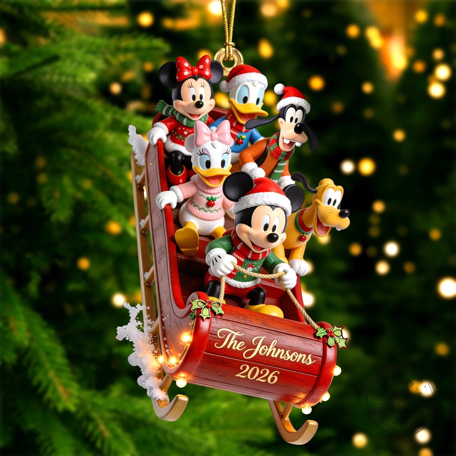 Disney Mickey and Friends Sleigh Ride Personalized Christmas Ornament 8 Disney Mickey and Friends Sleigh Ride Personalized Christmas Ornament