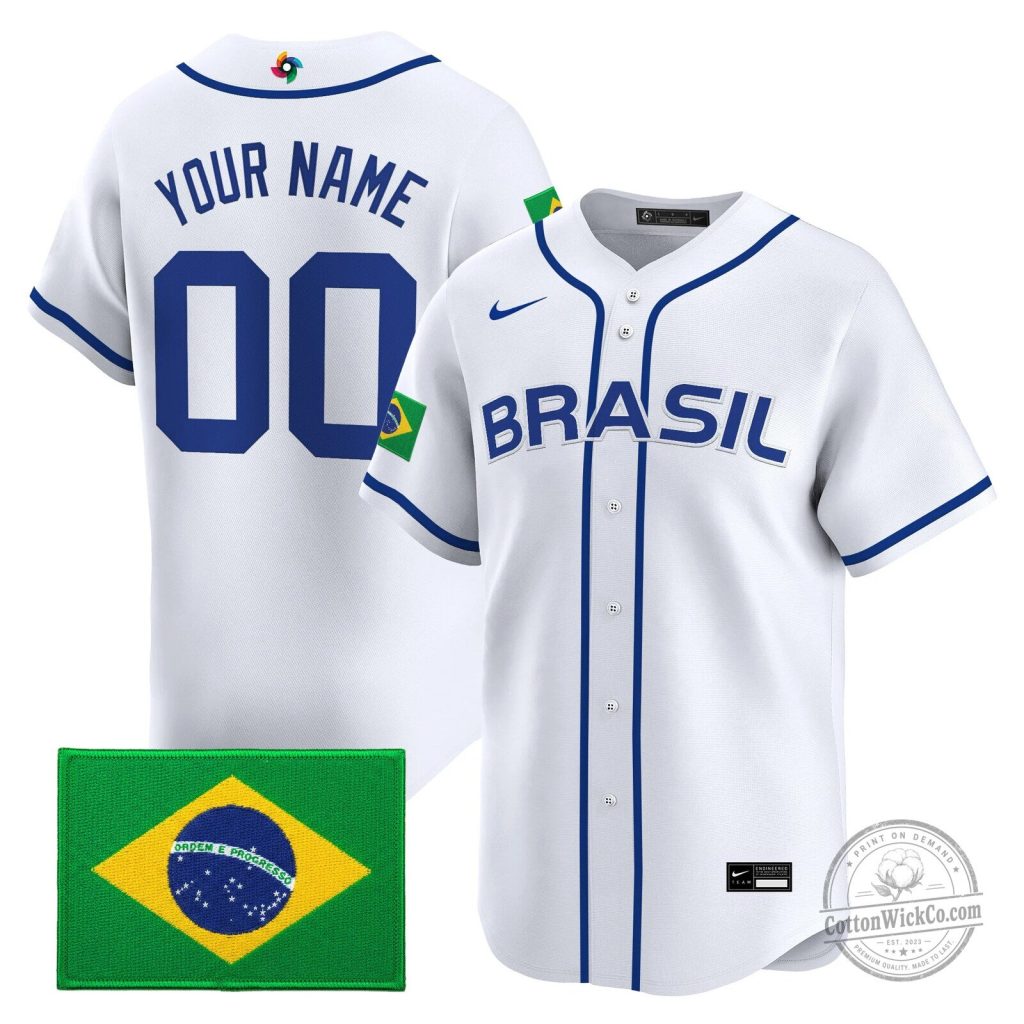 Brazil National Baseball Team World Baseball Classic Custom White Jersey Brazil National Baseball Team World Baseball Classic Custom White Jersey