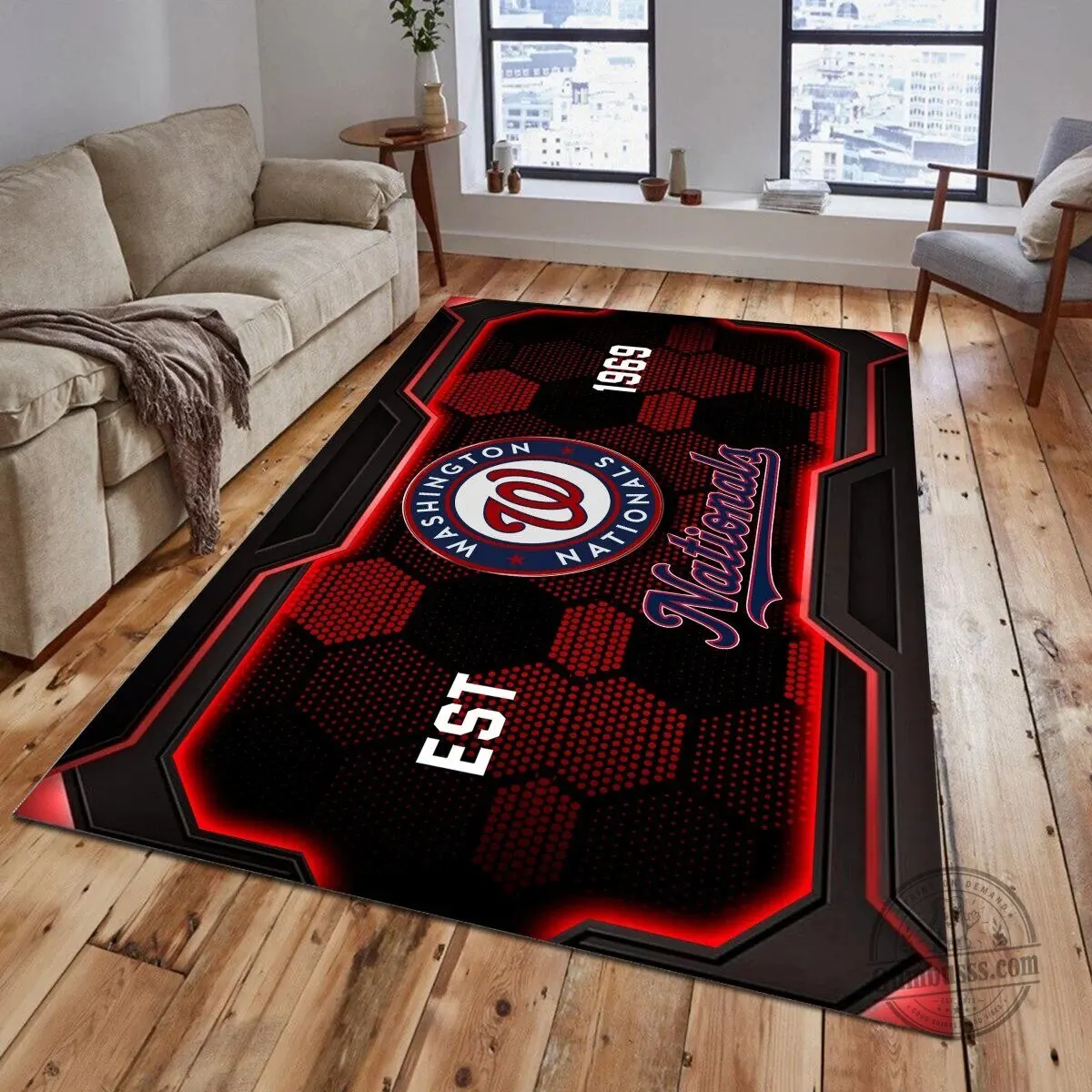Washington Nationals Baseball Team Logo Area Rug