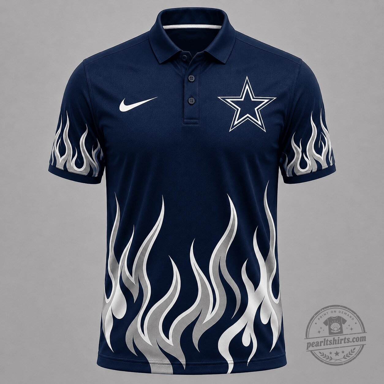 Dallas Cowboys Shirt Flame Design Polo Shirt