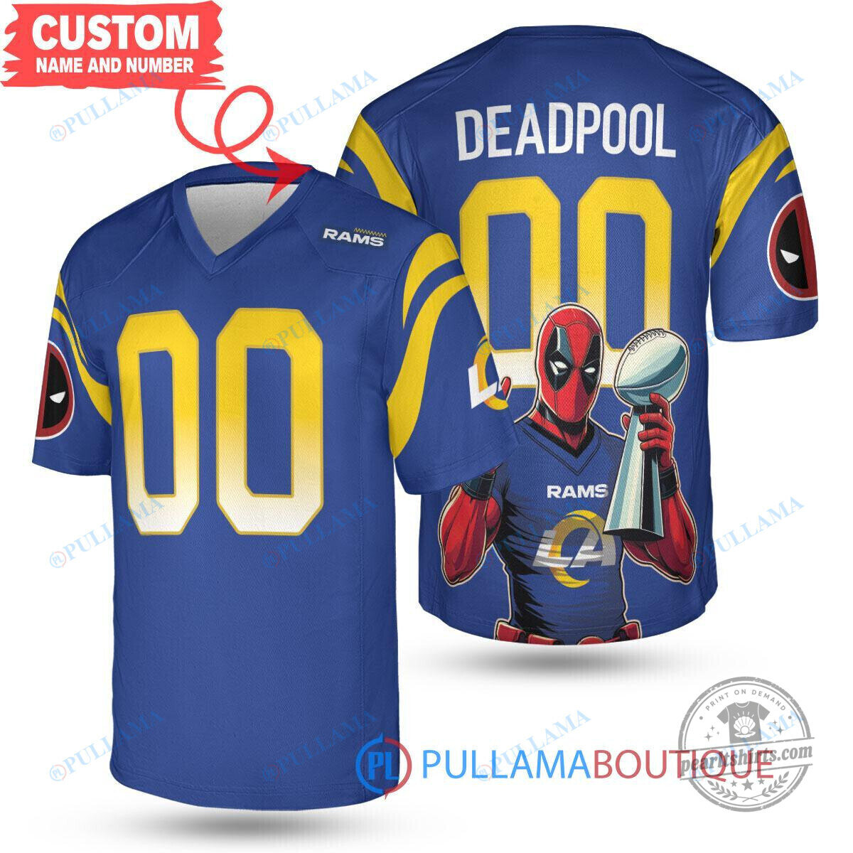 Deadpool Los Angeles Rams Super Bowl Champions Football Jersey