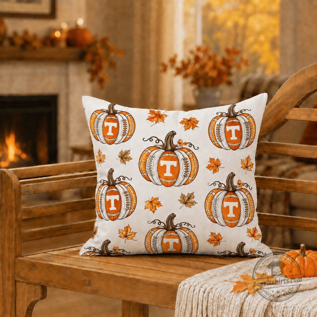 Tennessee Volunteers Fall Season Pumpkin Throw Pillow