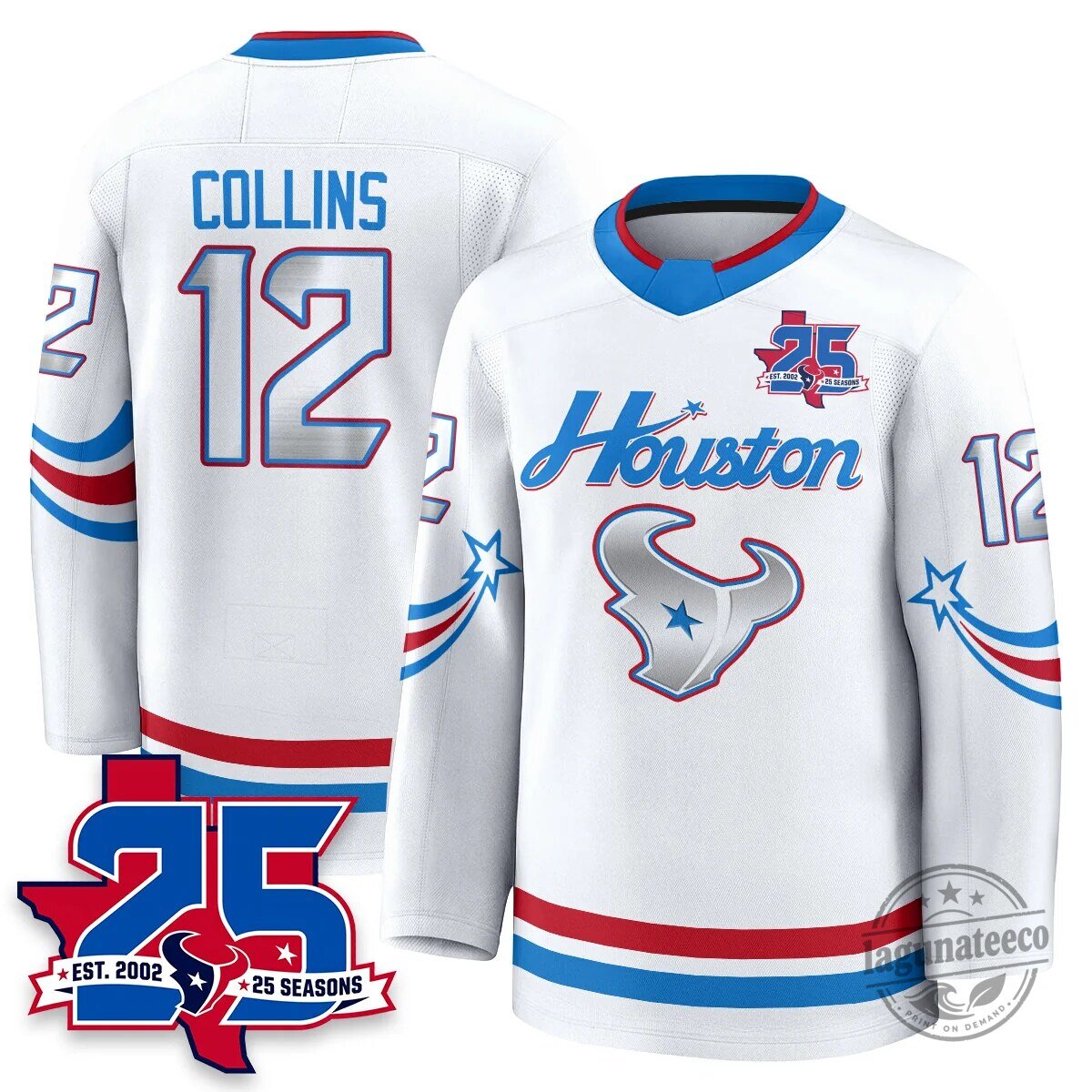 Houston Texans White 25 Seasons Anniversary Stroud Number 7 Hockey Jersey 25 Houston Texans White 25 Seasons Anniversary Stroud Number 7 Hockey Jersey