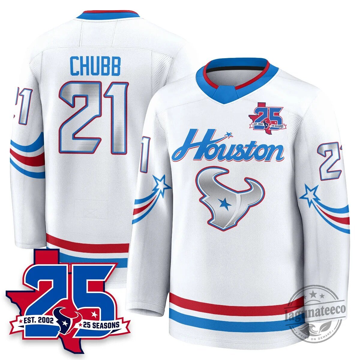 Houston Texans White 25 Seasons Anniversary Stroud Number 7 Hockey Jersey 26 Houston Texans White 25 Seasons Anniversary Stroud Number 7 Hockey Jersey