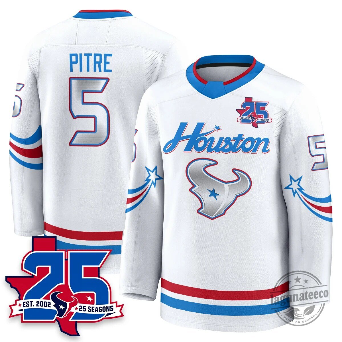Houston Texans White 25 Seasons Anniversary Stroud Number 7 Hockey Jersey 32 Houston Texans White 25 Seasons Anniversary Stroud Number 7 Hockey Jersey
