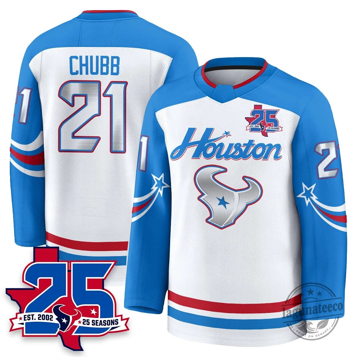 Houston Texans White 25 Seasons Anniversary Stroud Number 7 Hockey Jersey 38 Houston Texans White 25 Seasons Anniversary Stroud Number 7 Hockey Jersey
