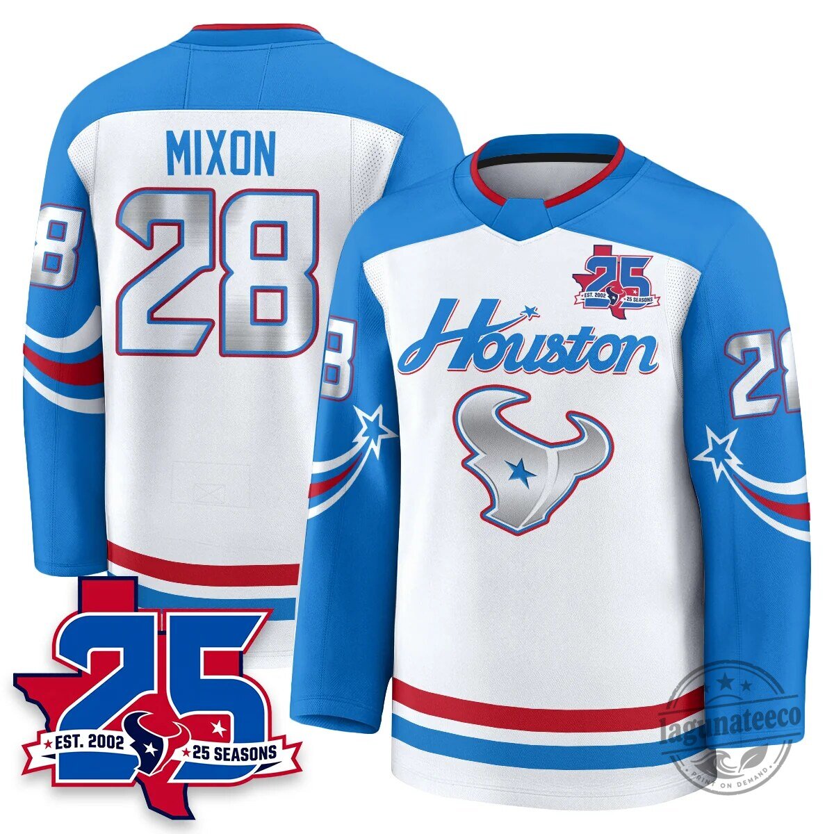 Houston Texans White 25 Seasons Anniversary Stroud Number 7 Hockey Jersey 40 Houston Texans White 25 Seasons Anniversary Stroud Number 7 Hockey Jersey