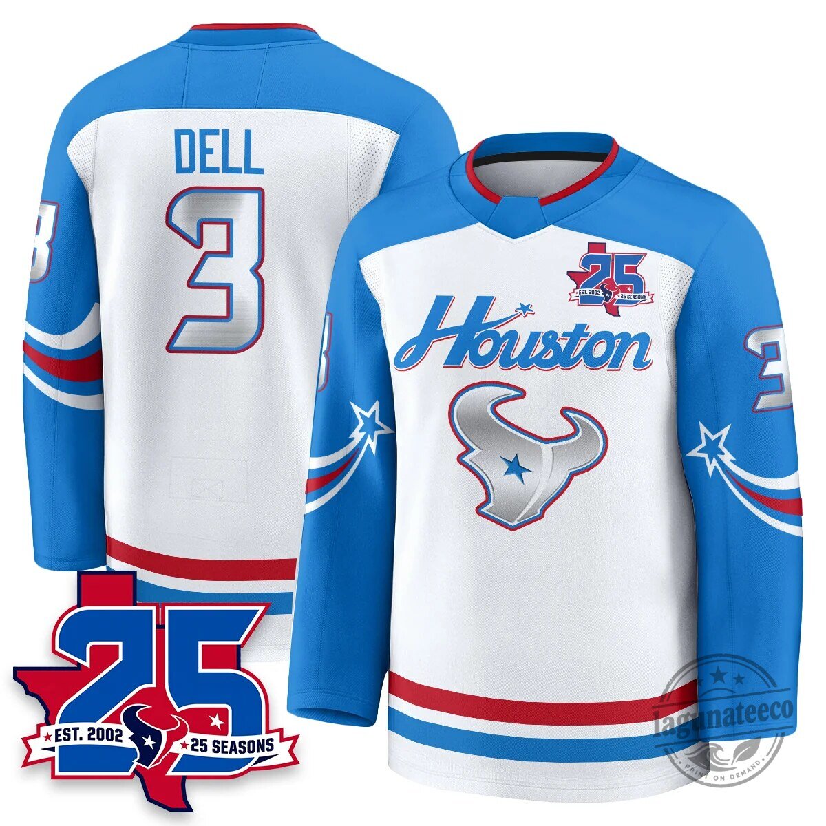 Houston Texans White 25 Seasons Anniversary Stroud Number 7 Hockey Jersey 41 Houston Texans White 25 Seasons Anniversary Stroud Number 7 Hockey Jersey