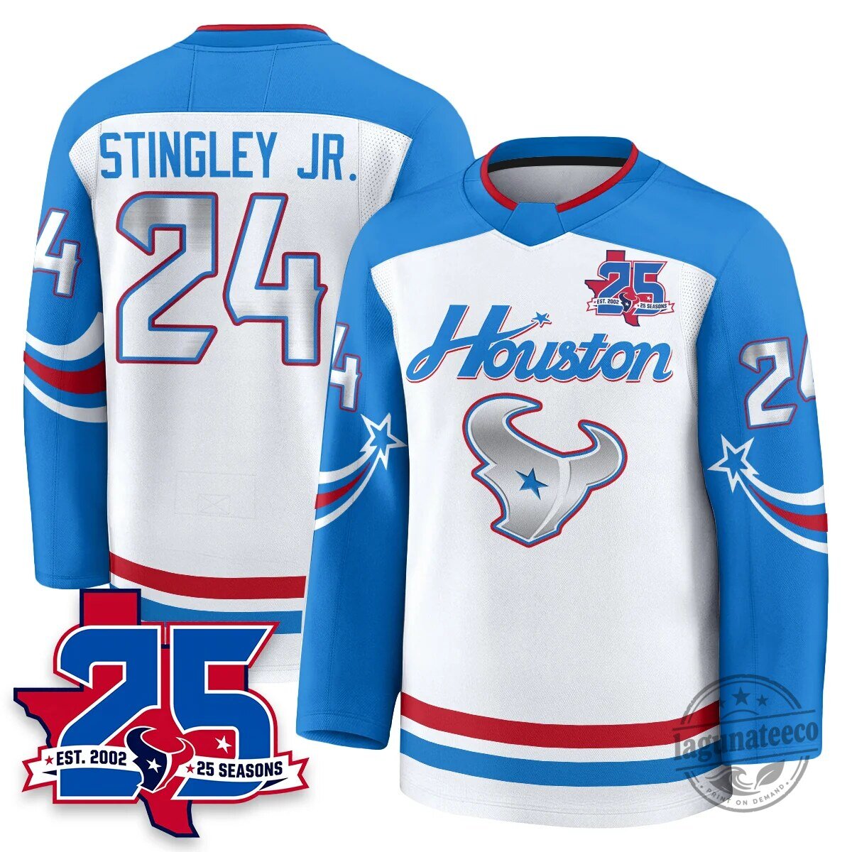 Houston Texans White 25 Seasons Anniversary Stroud Number 7 Hockey Jersey 42 Houston Texans White 25 Seasons Anniversary Stroud Number 7 Hockey Jersey
