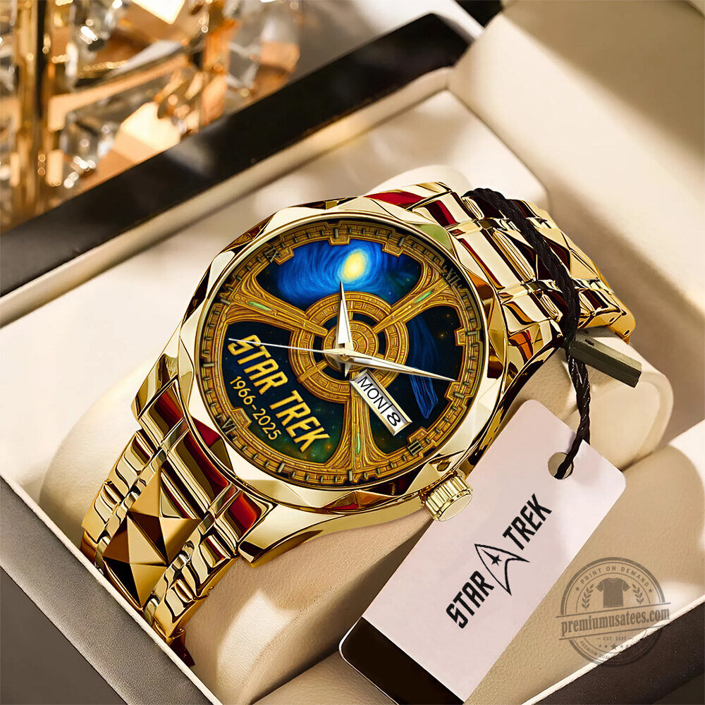Star Trek Gold Plated Stainless Steel Watch with Date Display