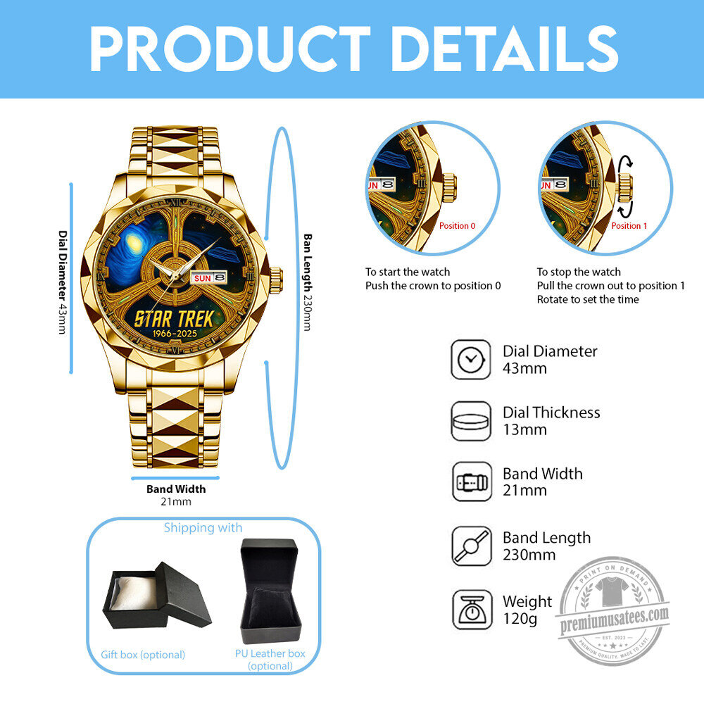 Star Trek Gold Plated Stainless Steel Watch with Date Display 9 Star Trek Gold Plated Stainless Steel Watch with Date Display