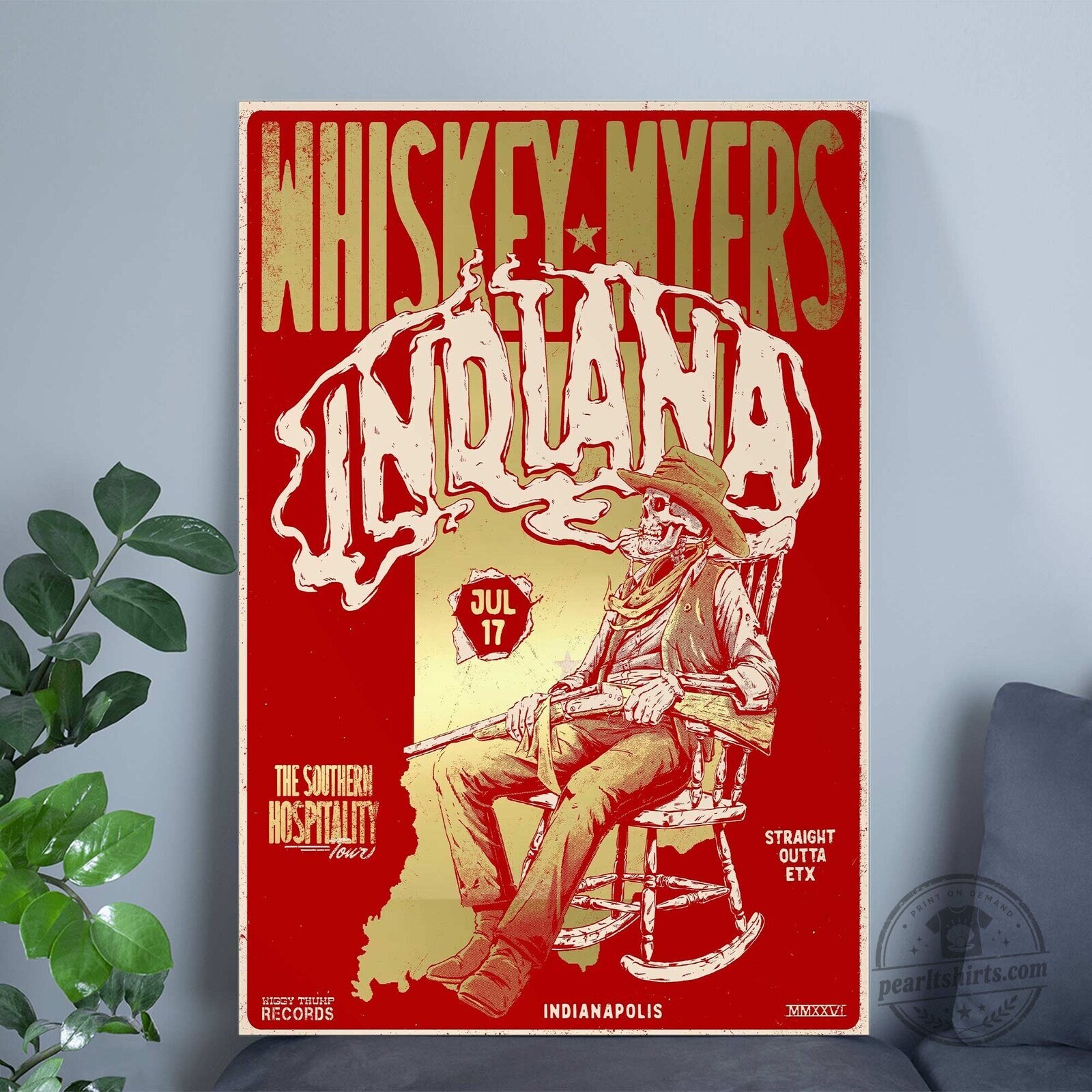 Whiskey Myers Southern Hospitality Tour Indiana Indianapolis Concert Poster
