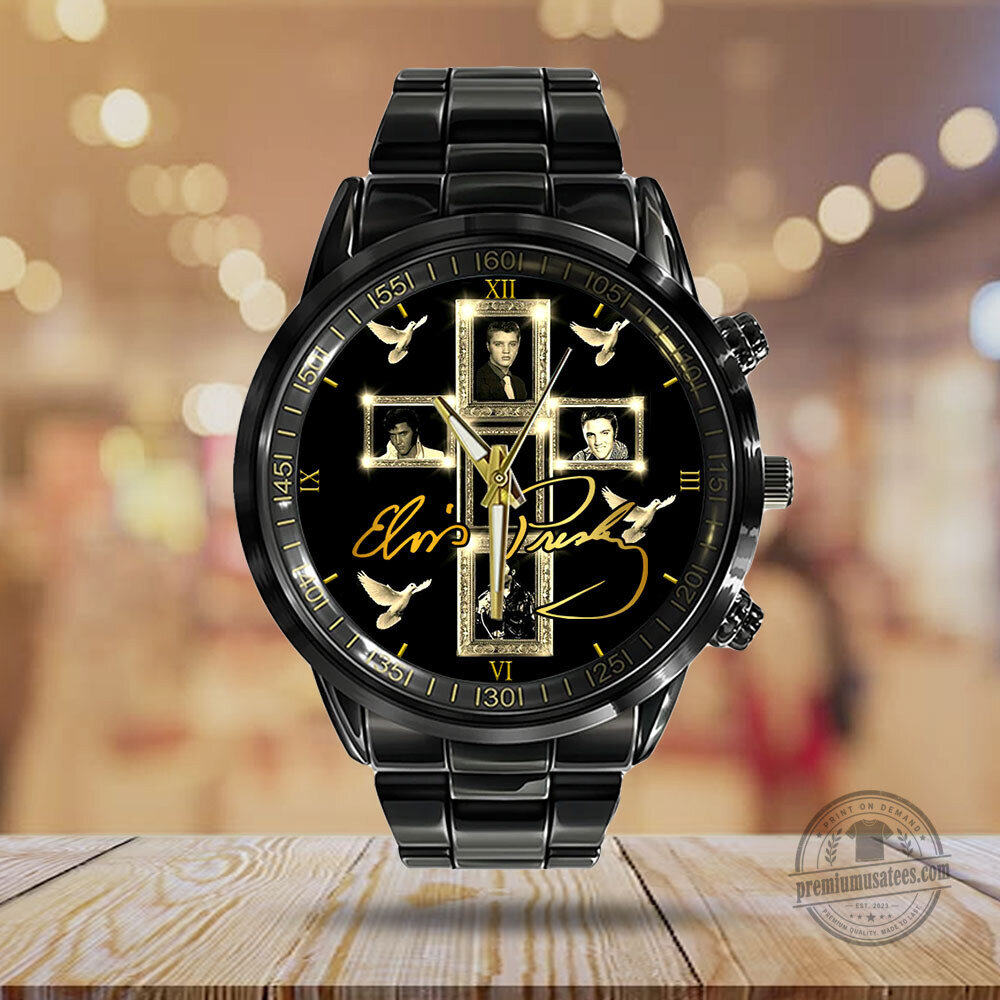 Elvis Presley Gold Cross Memorial Stainless Steel Watch 5 Elvis Presley Gold Cross Memorial Stainless Steel Watch