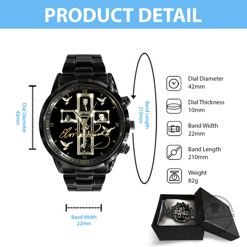 Elvis Presley Gold Cross Memorial Stainless Steel Watch 7 Elvis Presley Gold Cross Memorial Stainless Steel Watch