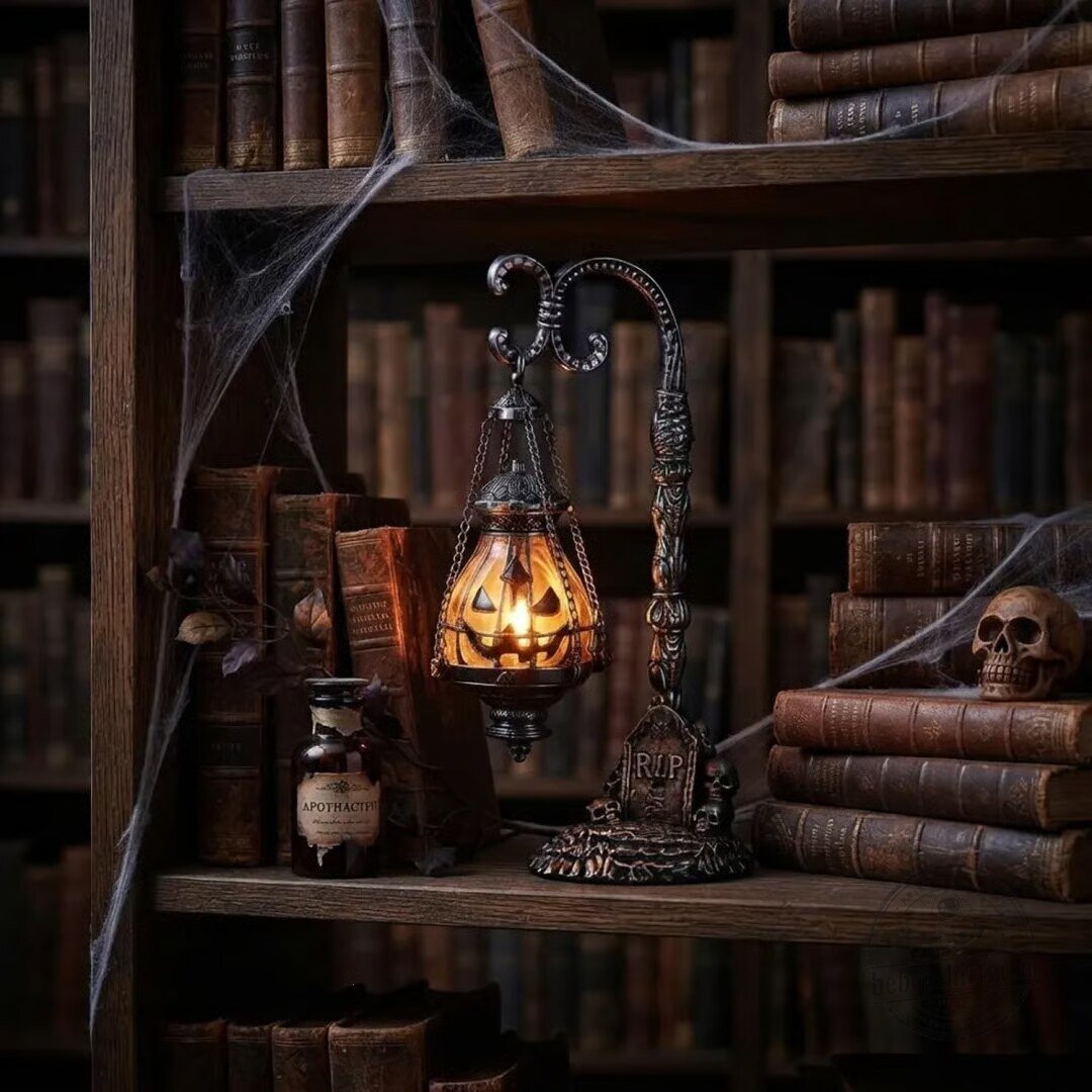 Vintage Halloween Decor Gothic Jack-O'-Lantern Hanging Table Lamp – image 2 of 2