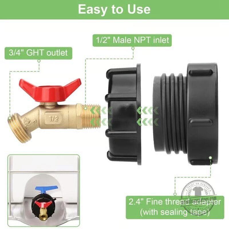 IBC Tote Tank Adapter with Brass Faucet for 275-330 Gallon Water Tanks 3 IBC Tote Tank Adapter with Brass Faucet for 275-330 Gallon Water Tanks