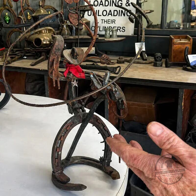 Metal Cowboy Riding Bucking Horse Sculpture Western Rodeo Art Ornament 3 Metal Cowboy Riding Bucking Horse Sculpture Western Rodeo Art Ornament