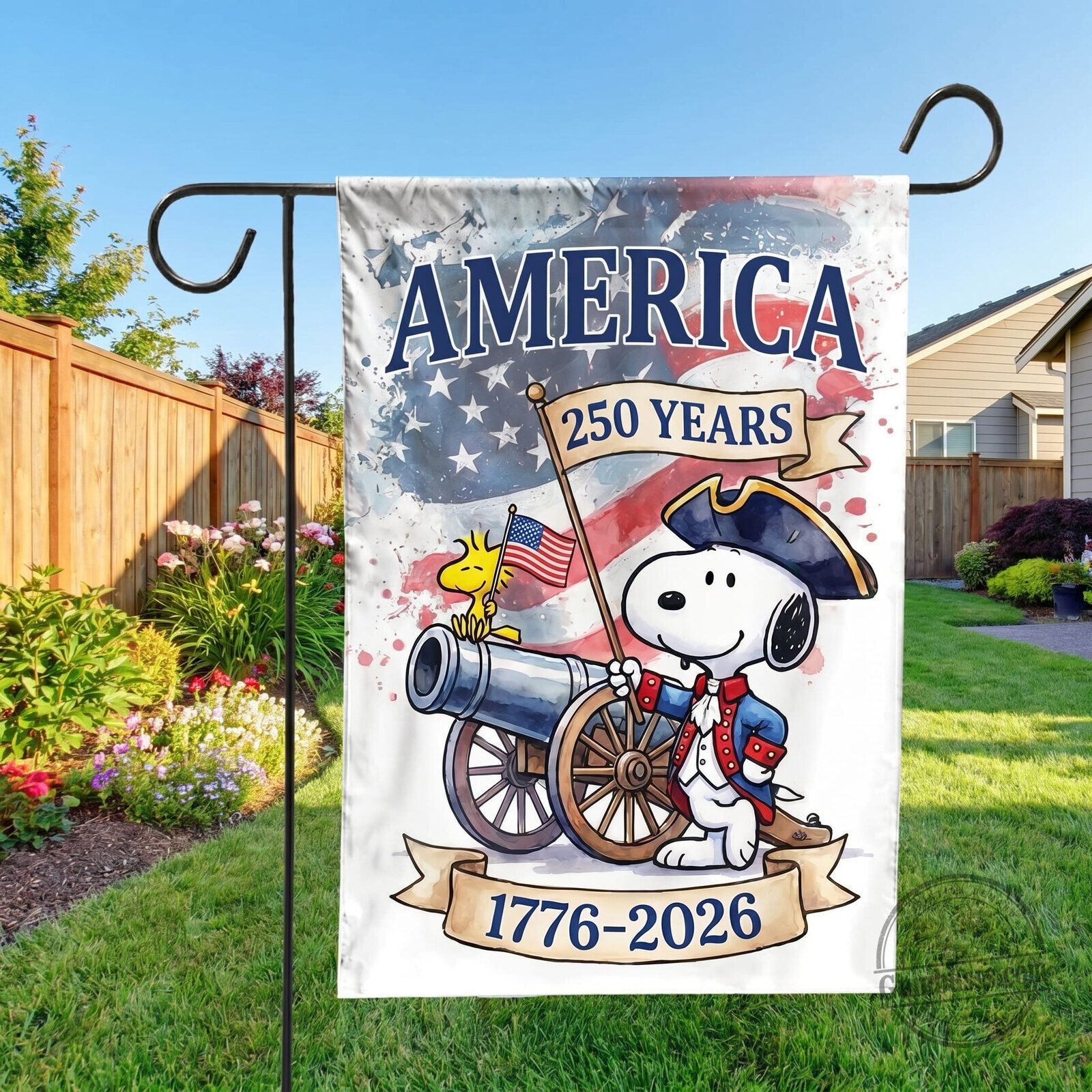 Snoopy 250 Years of America 1776-2026 Patriotic Garden Flag 7 Snoopy 250 Years of America 1776-2026 Patriotic Garden Flag