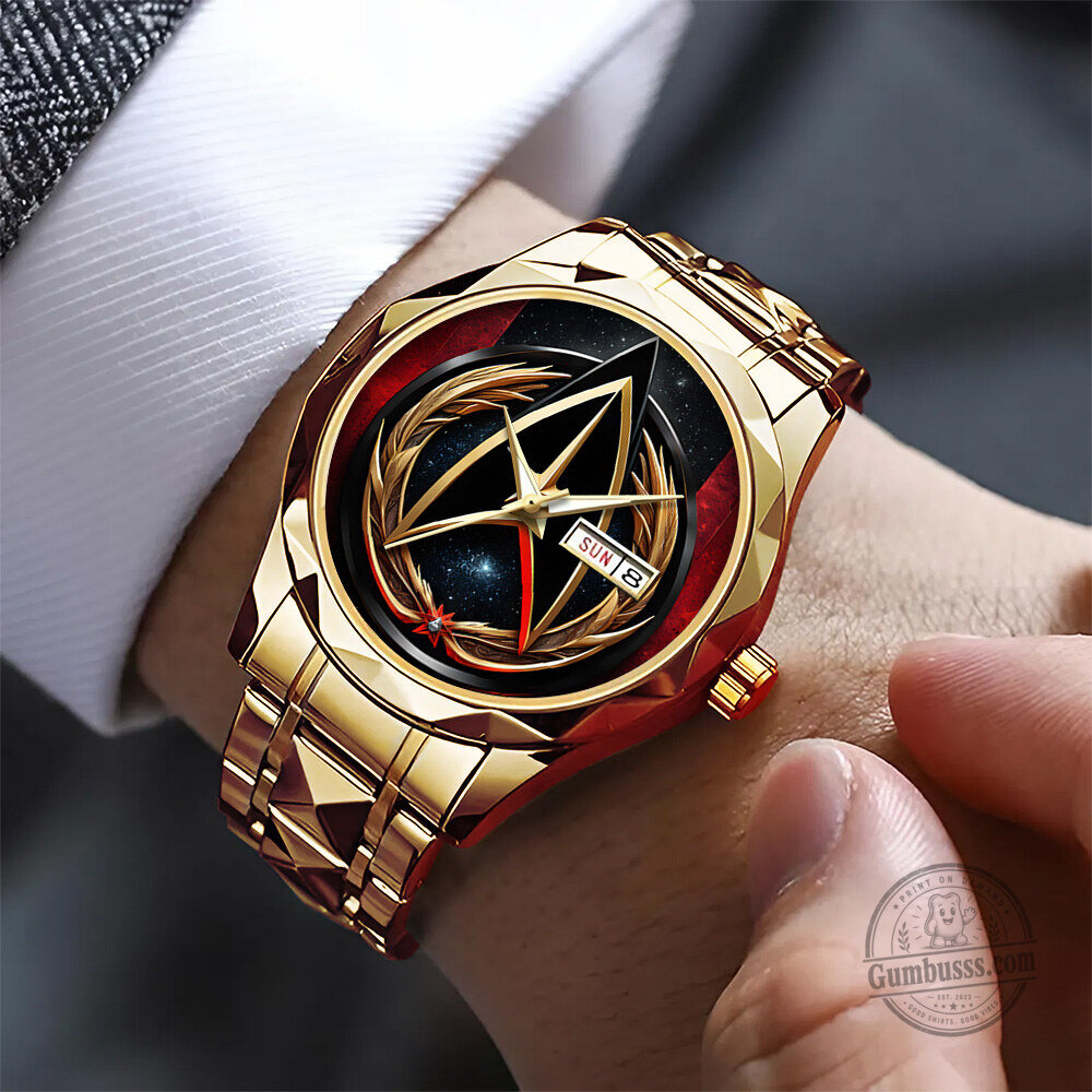 Star Trek United Federation of Planets Gold Tone Stainless Steel Quartz Watch 5 Star Trek United Federation of Planets Gold Tone Stainless Steel Quartz Watch