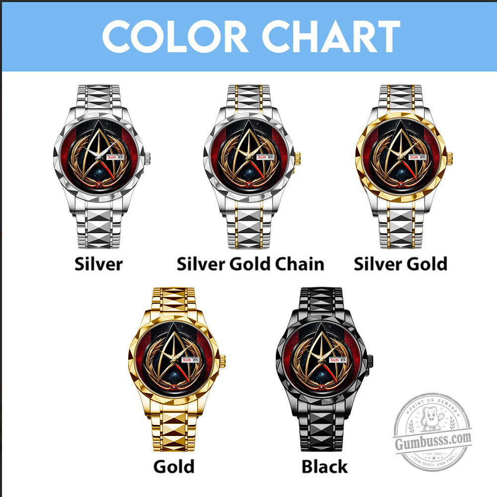 Star Trek United Federation of Planets Gold Tone Stainless Steel Quartz Watch 6 Star Trek United Federation of Planets Gold Tone Stainless Steel Quartz Watch