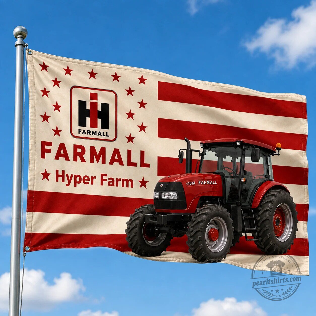 Farmers Farmall Tractor Personalized American Flag, Custom Farm Decor 4 Farmers Farmall Tractor Personalized American Flag, Custom Farm Decor
