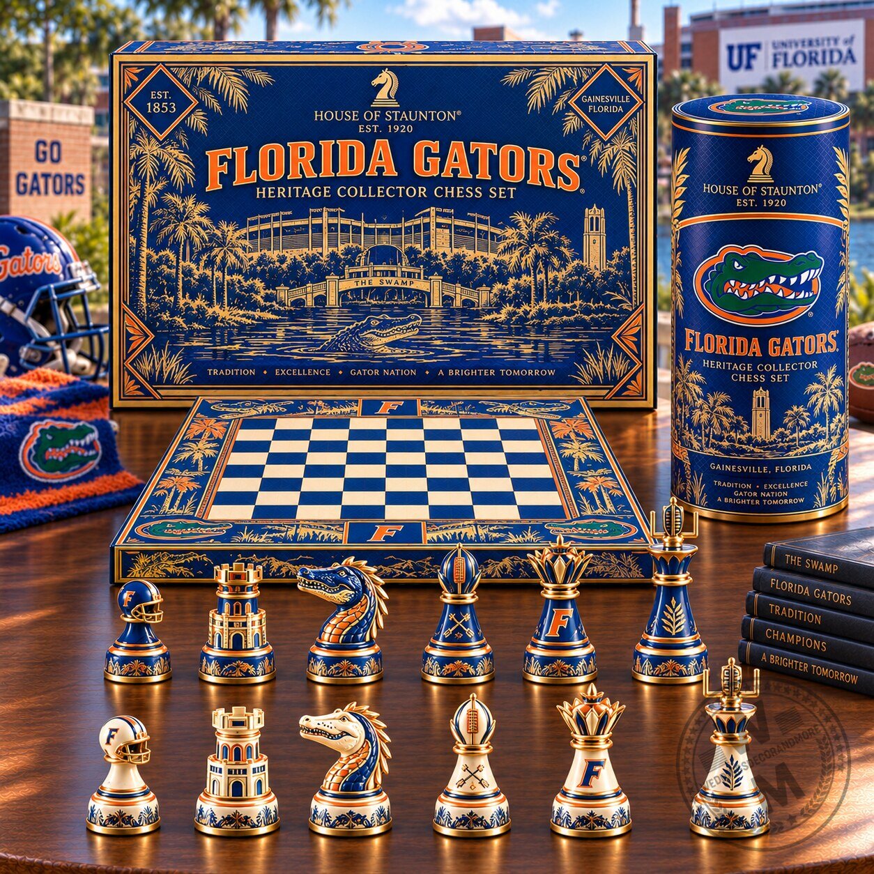 Florida Gators Heritage Collector Chess Set, University of Florida Chess Board Game
