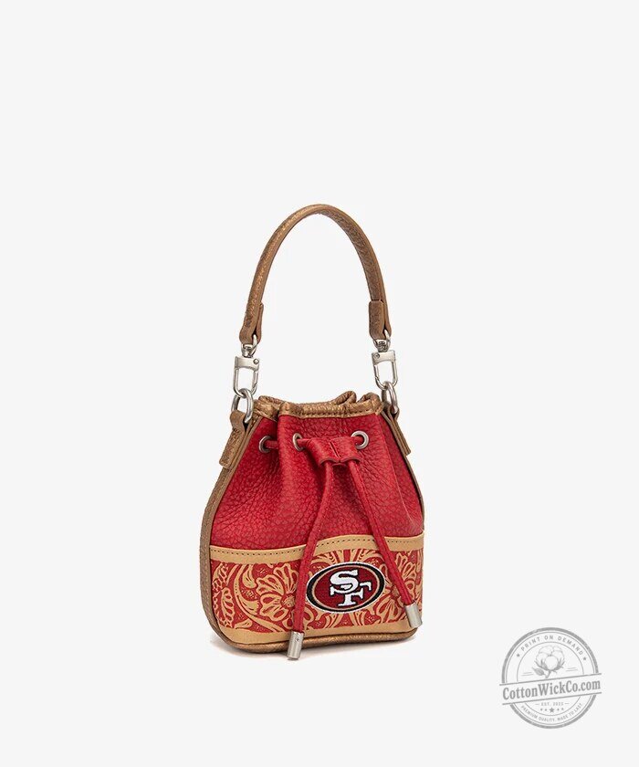 San Francisco 49ers Floral Embossed Red Leather Drawstring Bucket Bag 11 San Francisco 49ers Floral Embossed Red Leather Drawstring Bucket Bag