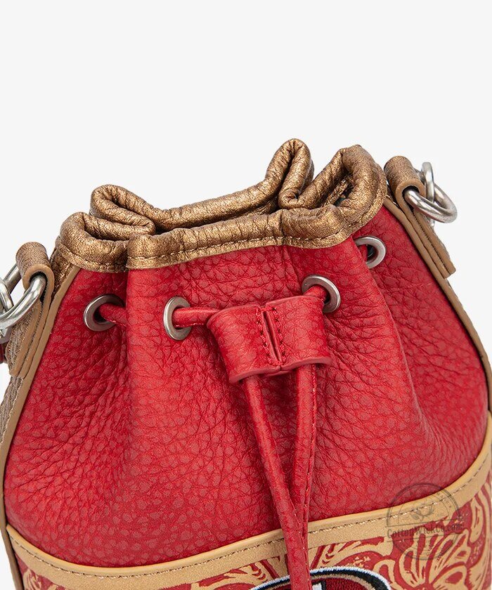 San Francisco 49ers Floral Embossed Red Leather Drawstring Bucket Bag 14 San Francisco 49ers Floral Embossed Red Leather Drawstring Bucket Bag