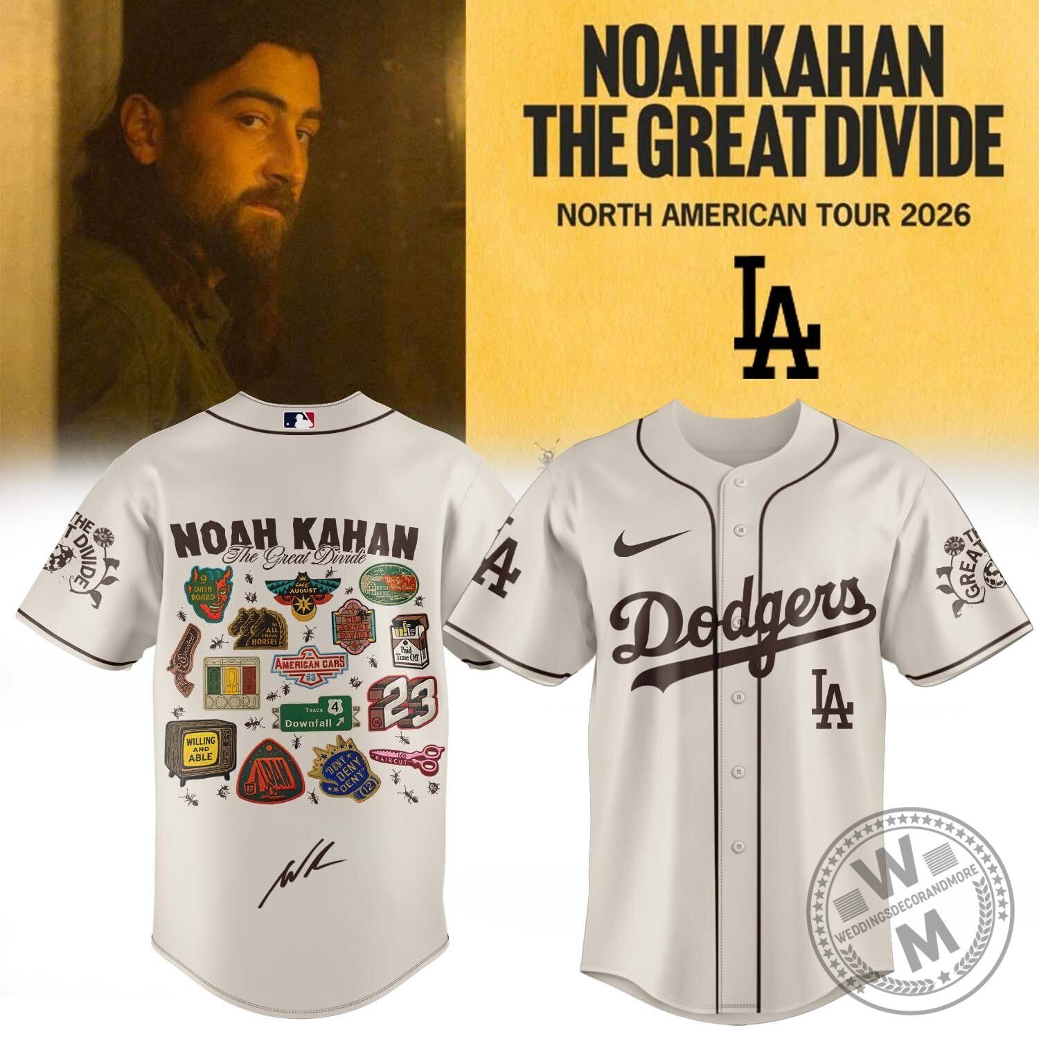 Baseball Jersey from Noah Kahan's The Great Divide Tour 6 Baseball Jersey from Noah Kahan