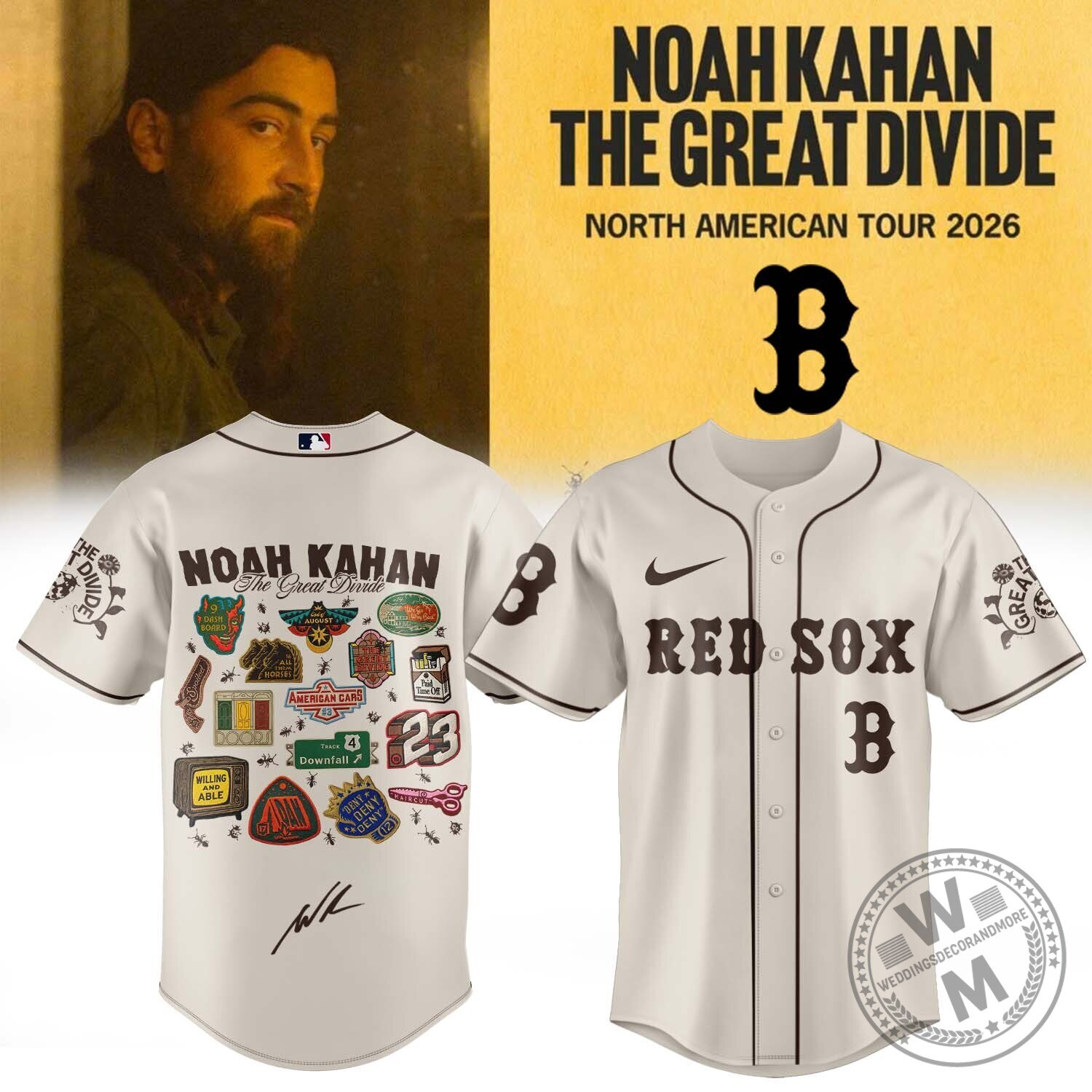 Baseball Jersey from Noah Kahan's The Great Divide Tour 7 Baseball Jersey from Noah Kahan