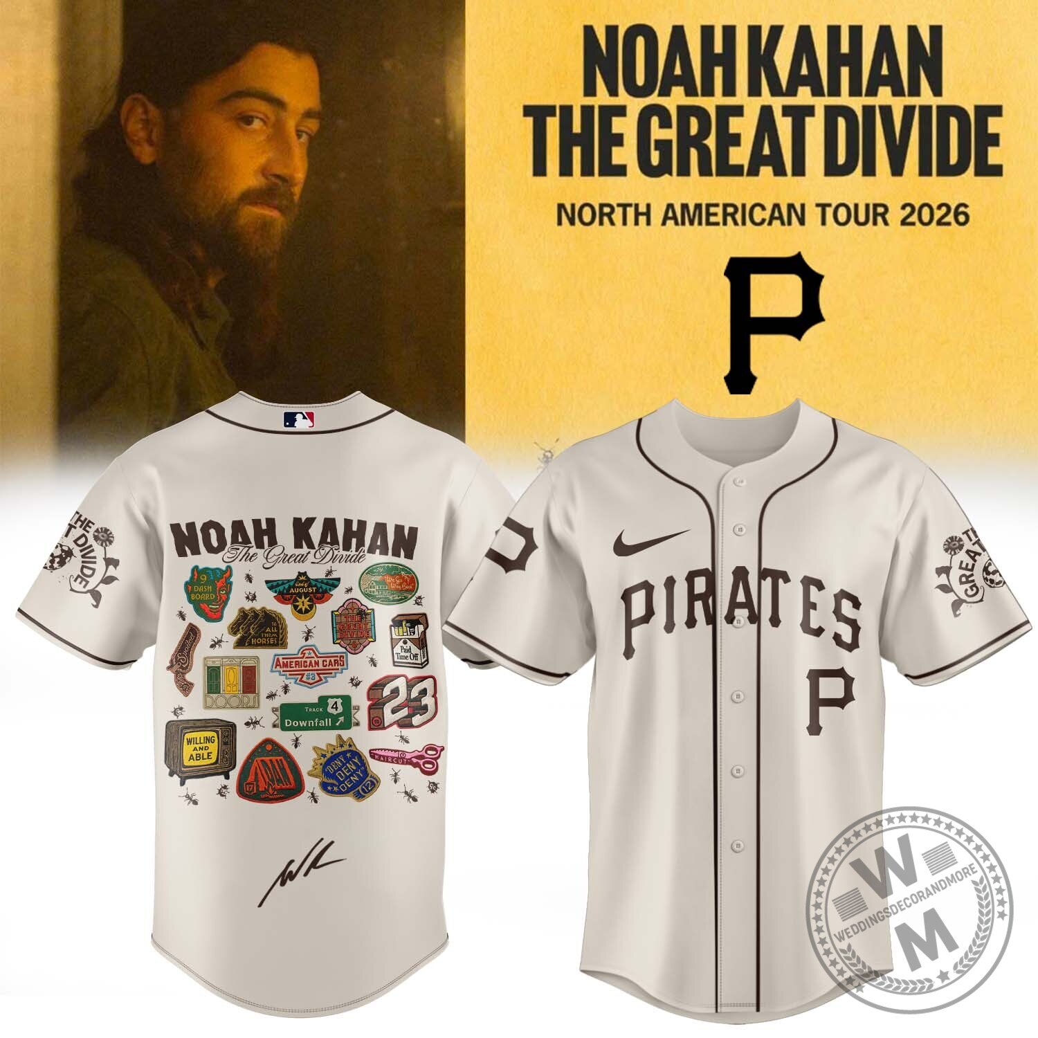 Baseball Jersey from Noah Kahan's The Great Divide Tour 9 Baseball Jersey from Noah Kahan