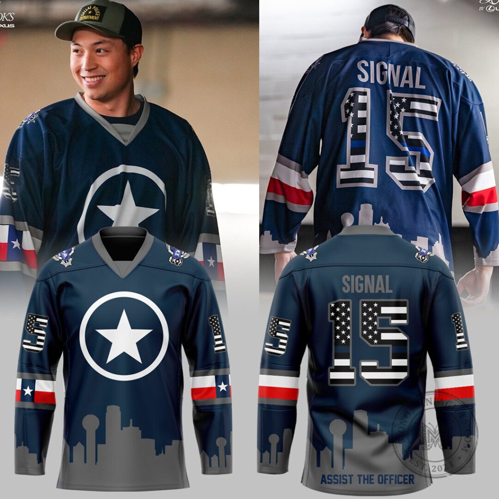 Dallas Police Department Assist The Officer Thin Blue Line Hockey Jersey 44 Dallas Police Department Assist The Officer Thin Blue Line Hockey Jersey