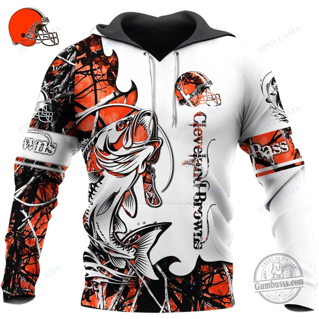Cleveland Browns Bass Fishing Hoodie, NFL Football Team Fan Apparel Cleveland Browns Bass Fishing Hoodie, NFL Football Team Fan Apparel