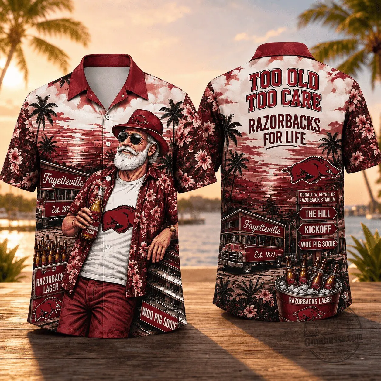 Arkansas Razorbacks Hawaiian Shirt Too Old To Care Razorbacks For Life