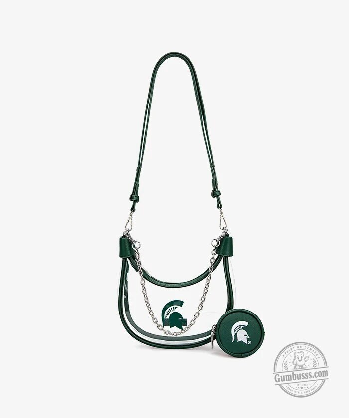Michigan State Spartans Clear Crescent Shoulder Bag with Coin Purse 13 Michigan State Spartans Clear Crescent Shoulder Bag with Coin Purse