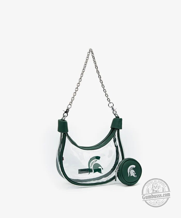 Michigan State Spartans Clear Crescent Shoulder Bag with Coin Purse 14 Michigan State Spartans Clear Crescent Shoulder Bag with Coin Purse