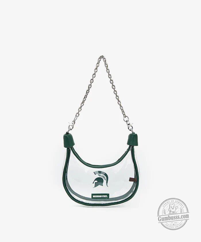 Michigan State Spartans Clear Crescent Shoulder Bag with Coin Purse 17 Michigan State Spartans Clear Crescent Shoulder Bag with Coin Purse