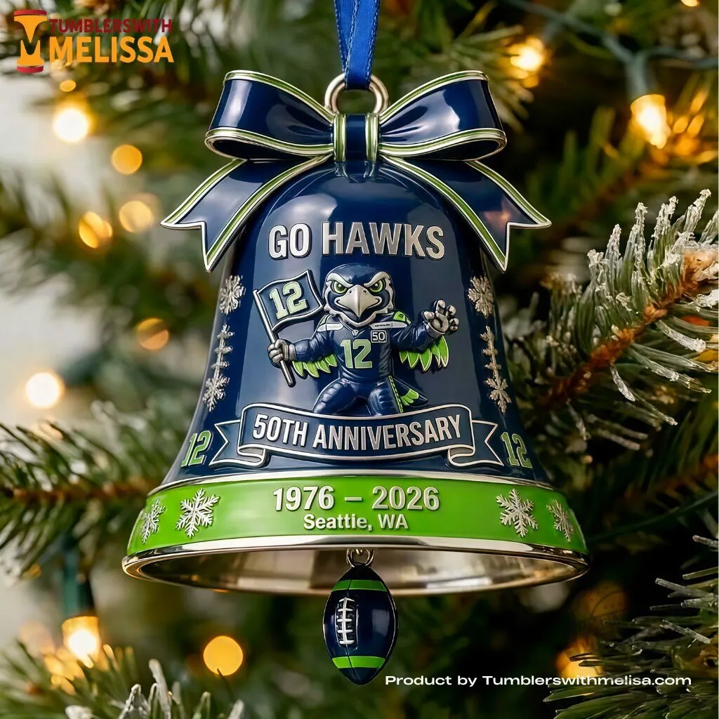 "Unique 2026 Christmas Ornaments: Seahawks, Pokémon, Jeep, and More!" 16 Seattle Seahawks 50th Anniversary 1976–2026 Christmas Bell Ornament