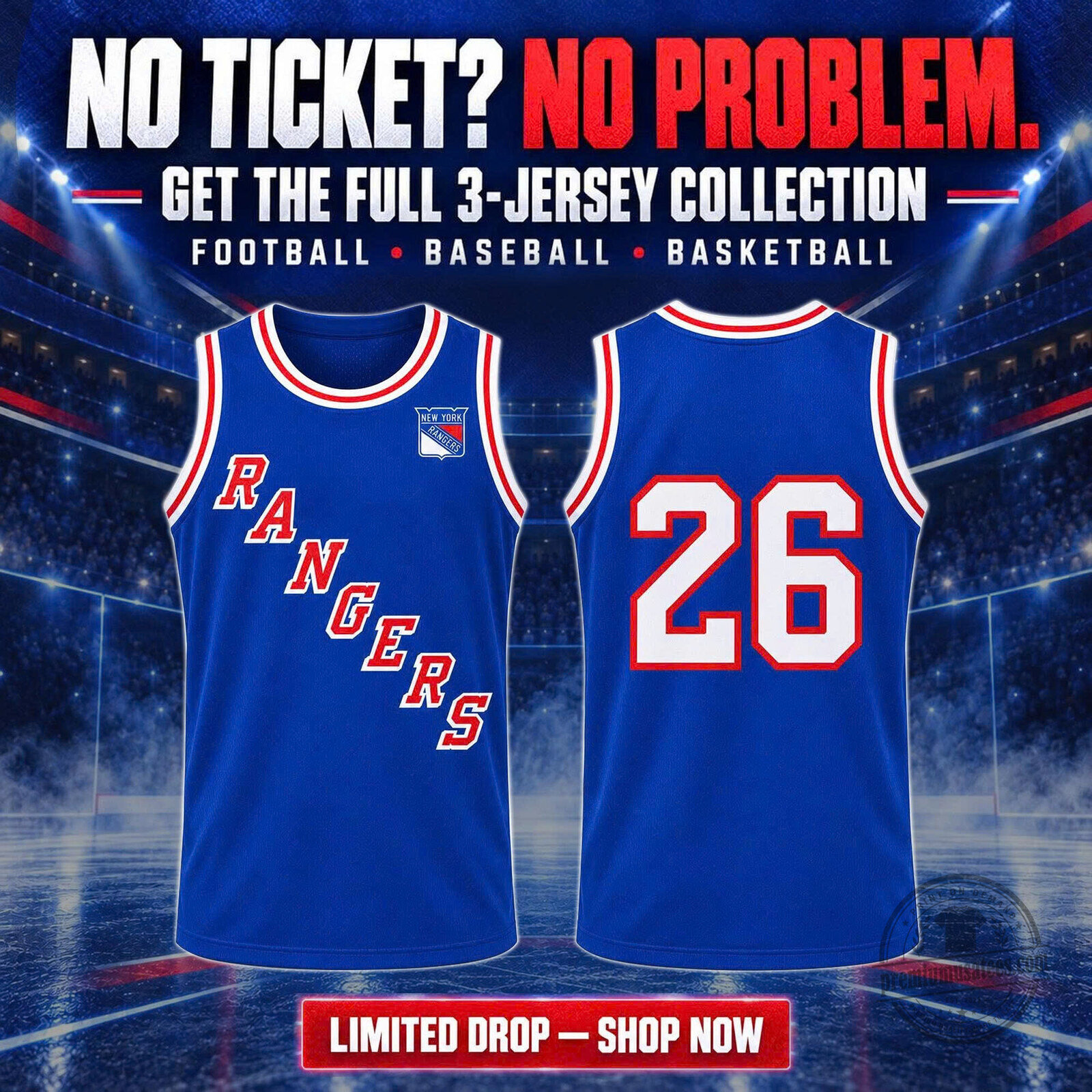 New York Rangers Number 26 Blue Basketball Jersey