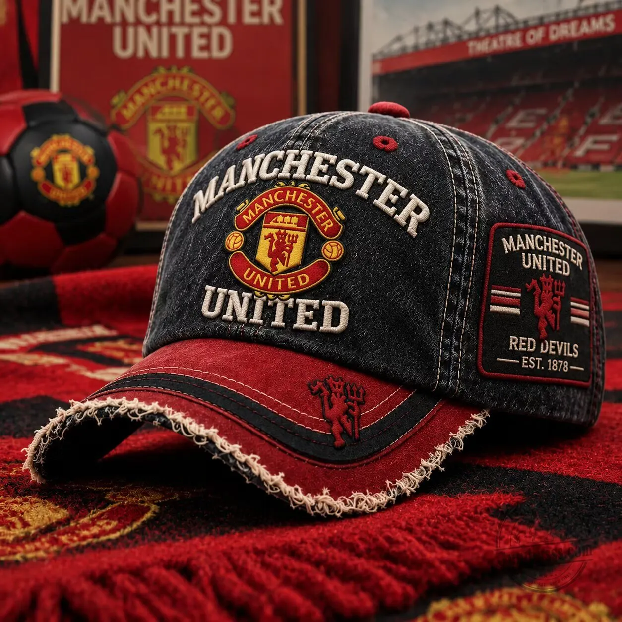 Manchester United Football Club Red Devils Distressed Baseball Cap Hat