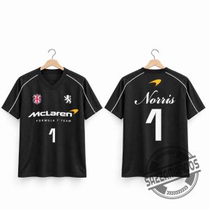 McLaren Formula 1 Team Lando Norris #1 Black V-Neck Mesh Jersey Shirt 3 McLaren Formula 1 Team Lando Norris #1 Black V-Neck Mesh Jersey Shirt